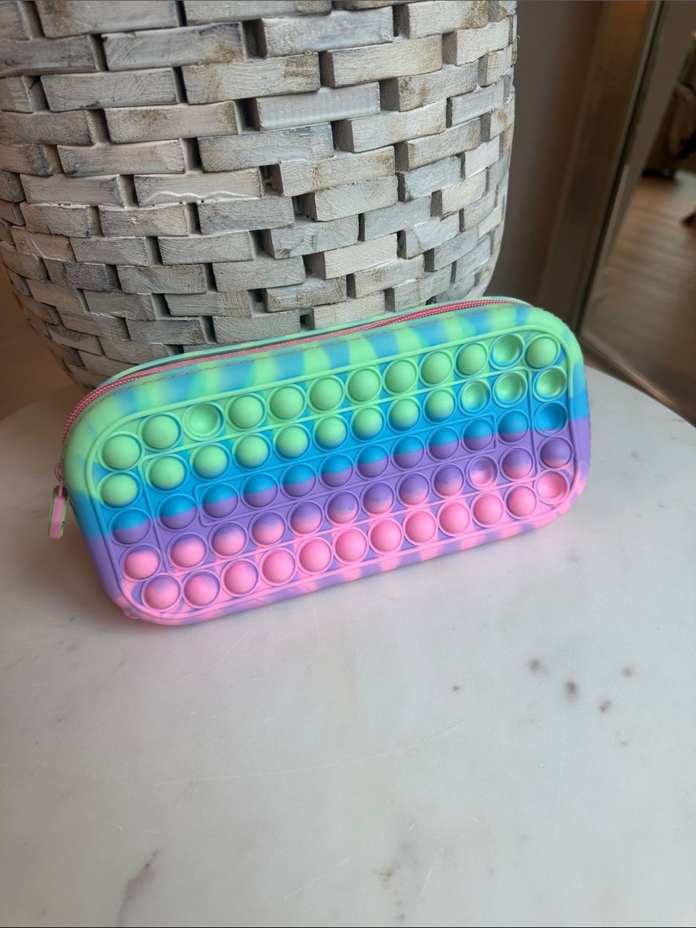 Silicone Pop Fidget Pencil Case - Pastel Rainbow